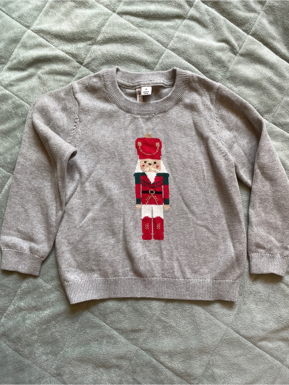 Janie and Jack Gray Crewneck Nutcracker Sweater